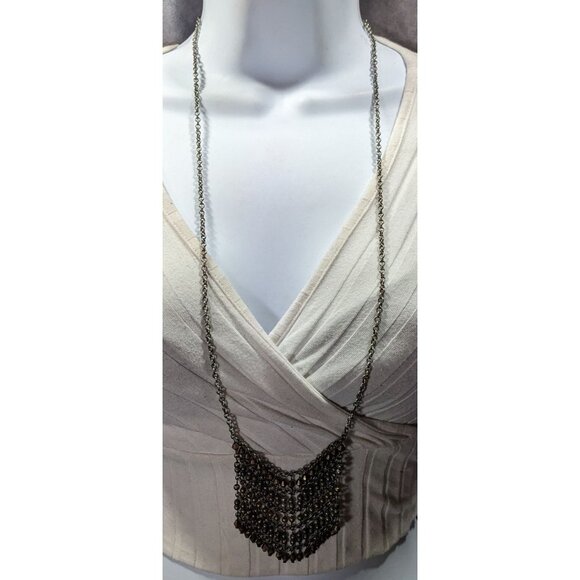 Bohemian Metallic Beaded Fringe Pendant Necklace - Picture 2 of 8
